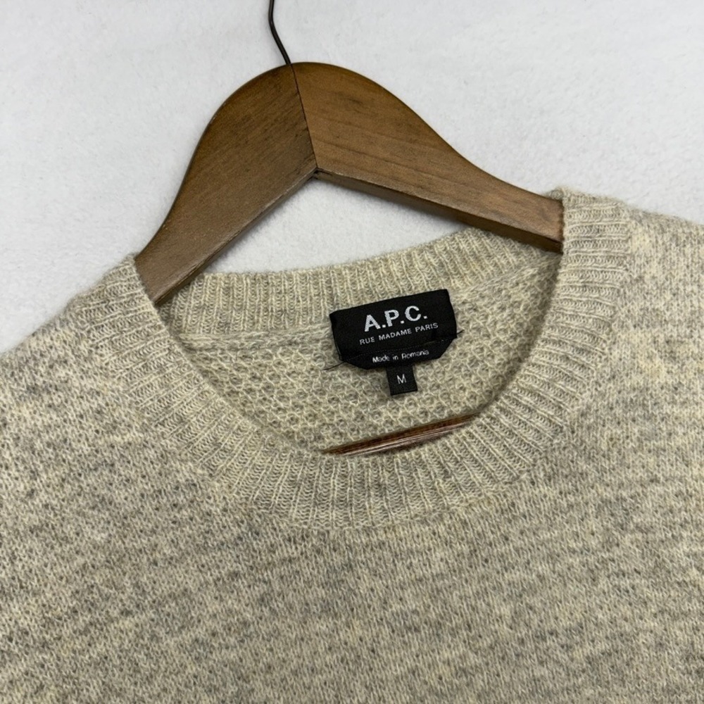 APC Sweater Men's Medium Virgin Wool Solid Crewneck Knit paris Pullover Preppy - Picture 2 of 8